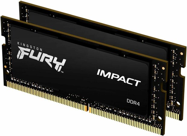 KF432S20IBK2/16 Fury Impact DDR4 kit 16 GB, SO-DIMM 260-pin, 3200 MHz, PC4-25600, CL20, zwart (2 x 8 GB)