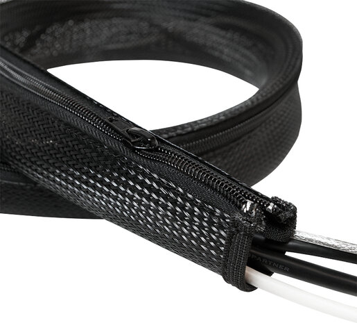 Cable Flex Wrap met Zipper (2 meter, 30 mm diameter, rits, zwart)