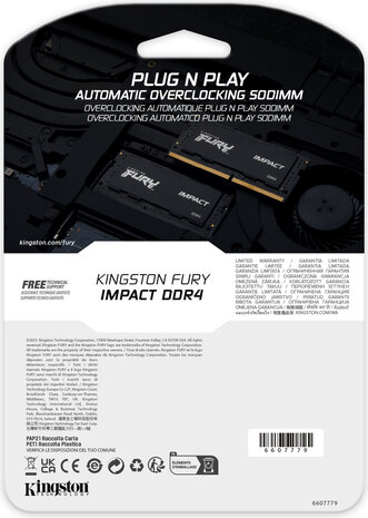 KF426S16IB/32 FURY Impact DDR4 32 GB, SO-DIMM 260-pin, 2666 MHz, PC4-21300, CL16, zwart