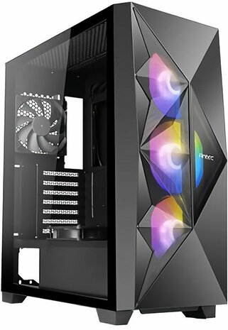 Dark League DF800 FLUX Medium Tower (ATX, windowed side panel tempered glass, USB/audio)