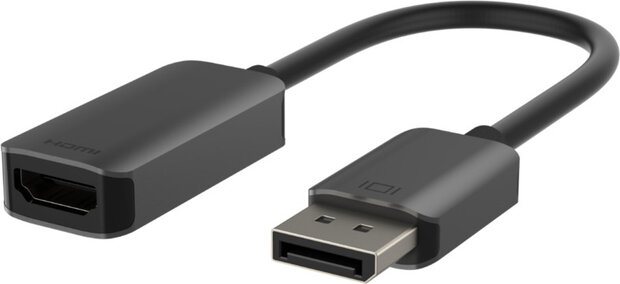 Adapter : DisplayPort M naar HDMI F (22 cm, zwart, actief)