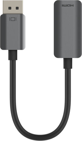 Adapter : DisplayPort M naar HDMI F (22 cm, zwart, actief)