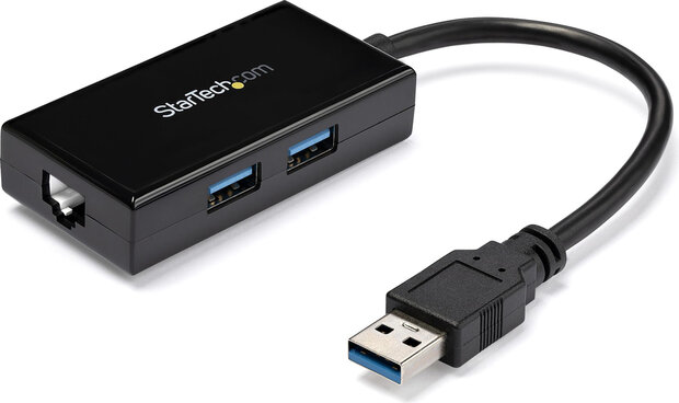 USB 3.0 naar Gigabit Network Adapter (met ingebouwde 2-poort USB-Hub)