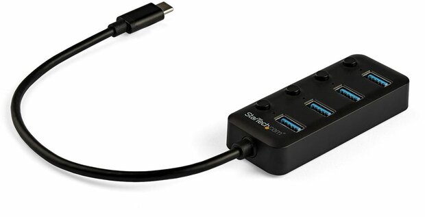 4-Poort USB-C Hub (individuele aan/uit switches)