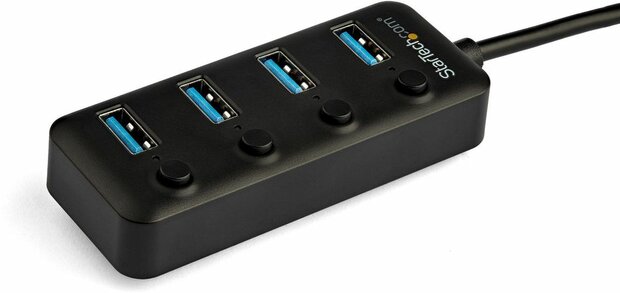 4-Poort USB-C Hub (individuele aan/uit switches)