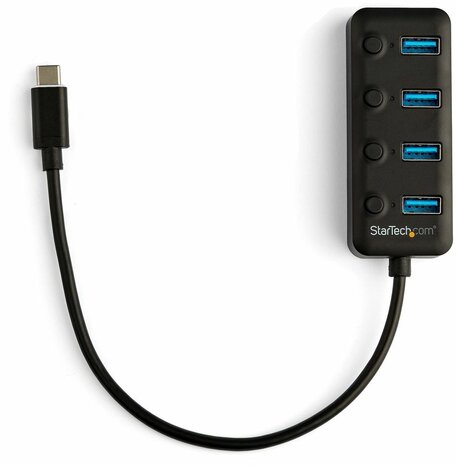 4-Poort USB-C Hub (individuele aan/uit switches)