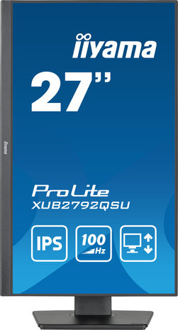 ProLite XUB2792QSU-B6 LED 27&quot;, 2560 x 1440 WQHD, 100 Hz, IPS, 1300:1, 0,4 ms, HDMI, DisplayPort, speakers, mat zwart