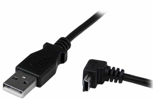 Mini USB-kabel A naar hoek mini B (2 meter, zwart)