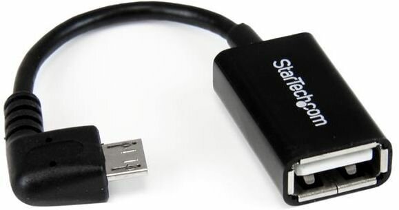 Rechtse hoek micro USB naar USB OTG Host Adapter M/F (12 cm, zwart)