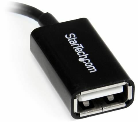 Rechtse hoek micro USB naar USB OTG Host Adapter M/F (12 cm, zwart)