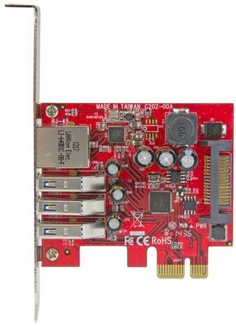 3-poort PCI Express USB 3.0 Card + Gigabit Ethernet