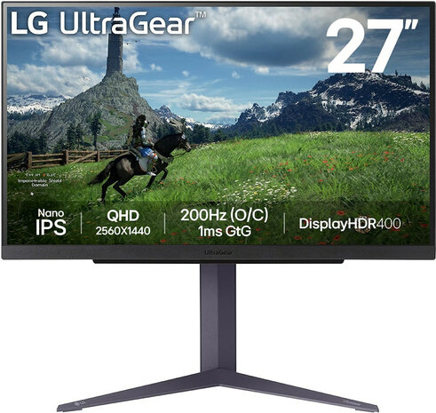 UltraGear 27GS85Q-B LED gaming 27&quot;, 2560 x 1440 QHD 180 Hz, Nano IPS, DisplayHDR 400, 1 ms, 2 x HDMI, DisplayPort