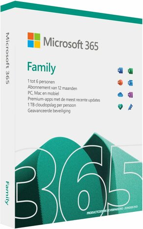 Office 365 Family (1 jaar, tot 6 personen, Windows/Mac, NL)