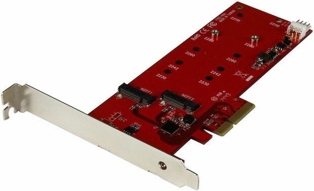 2x M.2 SSD Controller Card (PCI Express, M.2, SATA III Controller, NGFF Card Adapter, 2 slot, SATA 6 Gbps, M.2 Host Controller kaart, brede M.2 Drive compatibiliteit)