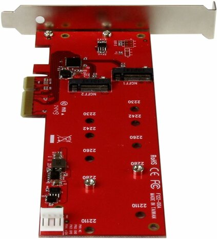 2x M.2 SSD Controller Card (PCI Express, M.2, SATA III Controller, NGFF Card Adapter, 2 slot, SATA 6 Gbps, M.2 Host Controller kaart, brede M.2 Drive compatibiliteit)