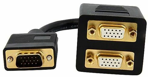 VGA-splitter M/F (30 cm, zwart)