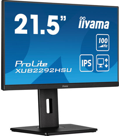 ProLite XUB2292HSU-B6 LED 22&quot;, 1920 x 1080 Full HD, 100 Hz, IPS, 1000:1, 0,4 ms, HDMI, DisplayPort, speakers, mat zwart