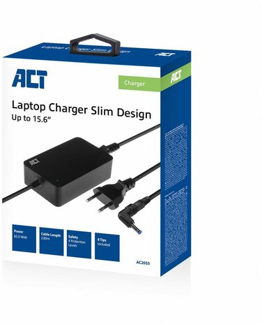 Laptop Charger Slim Design 65 Watt (incl. 8 tips)