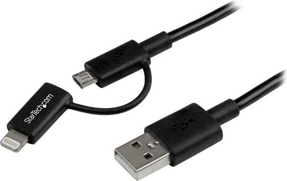 Apple 8-pin Lightning Connector of micro USB naar USB combokabel (charge &amp; sync, 1 meter, zwart)