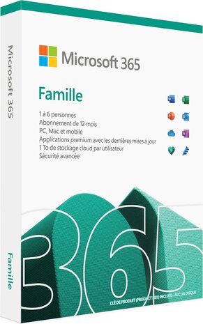 Office 365 Family (1 jaar, 6 gebruikers, Windows/Mac/Android, Frans)