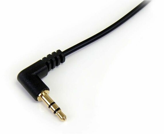 3,5 mm stereo audiokabel met &eacute;&eacute;n rechte hoek M/M (30 cm, zwart)