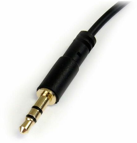 3,5 mm stereo audiokabel met &eacute;&eacute;n rechte hoek M/M (30 cm, zwart)