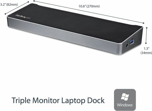 Universal Triple-Video Docking Station voor Laptops (USB 3.0, 3 video outputs, 4K UltraHD,ondersteuning tot drie monitors)