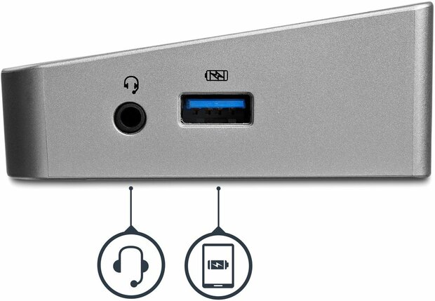 Universal Triple-Video Docking Station voor Laptops (USB 3.0, 3 video outputs, 4K UltraHD,ondersteuning tot drie monitors)