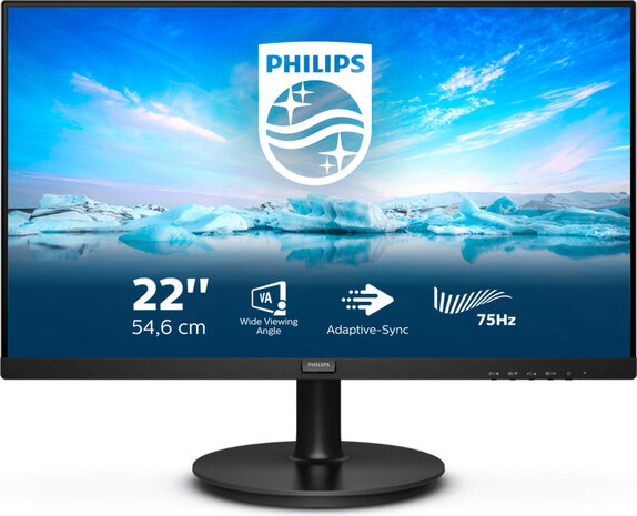 V-line 222V8LA LED 22&quot;, 1920 x 1080 Full HD, 3000:1, 4 ms, HDMI, VGA, DisplayPort, speakers, zwart