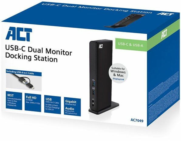 Docking station : USB 3.2 Gen1, 2 x HDMI, GigE