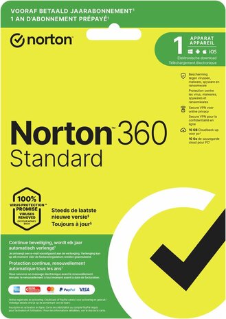 Norton 360 Standard (10 GB cloudback-up, 1 apparaat, 1 jaar)