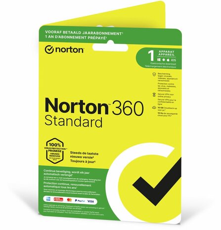 Norton 360 Standard (10 GB cloudback-up, 1 apparaat, 1 jaar)