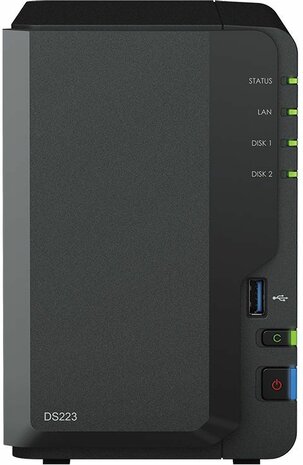 Disk Station DS223 NAS server (2 bays, SATA 6 Gb/s, RAID 0, 1, JBOD, 2 GB RAM, Gigabit Ethernet, iSCSI support)