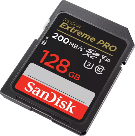 Extreme Pro SDXC UHS-I SD-card 128 GB (Video Class V30, UHS-I U3, Class 10, SDXC UHS-I, 200 MB/s)