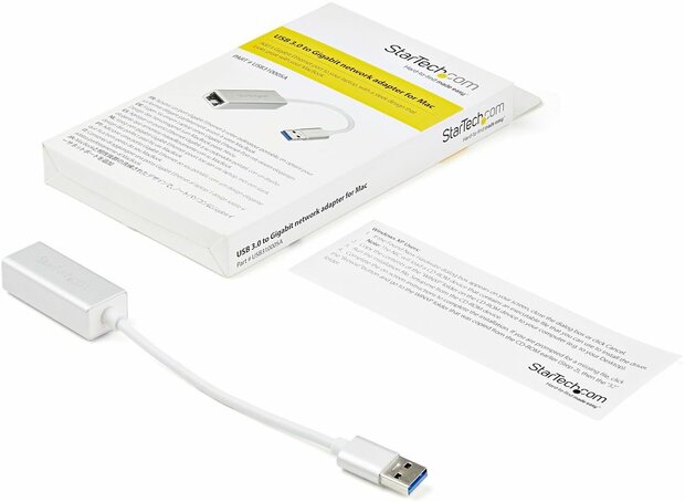 USB 3.0 naar Gigabit Netwerk Adapter (zilver, Sleek Aluminum Design)