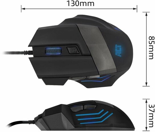 Gaming Mouse Illuminated (3200 dpi, 6 knoppen, zwart)