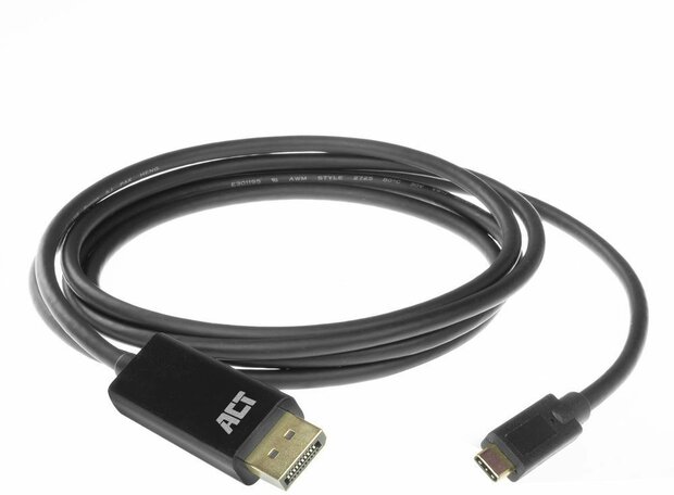 Adapterkabel USB-C M naar DisplayPort M (USB 3.2 Gen 1, DisplayPort 1.2, 2 m, 4K 60 Hz 4096 x 2160 support, zwart)