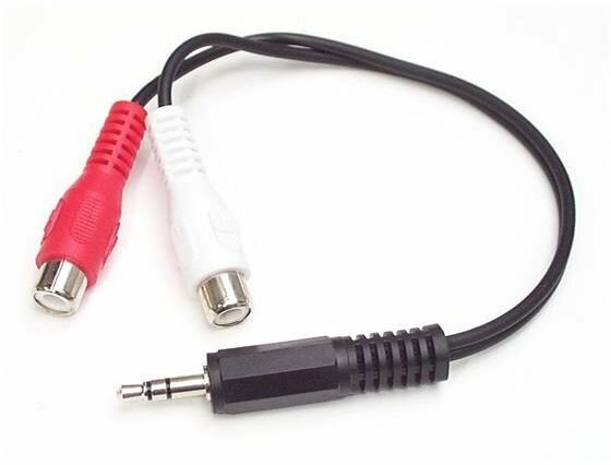 Stereo audiokabel 3,5 mm M naar 2 x RCA F (15 cm, zwart)