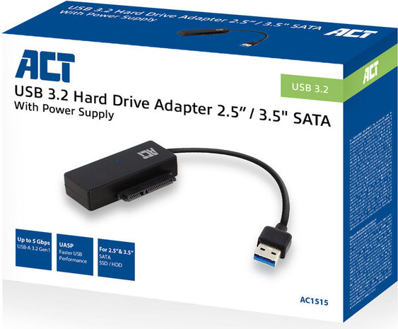 Interface adapter (2,5&quot;, 3,5&quot;, SATA, USB 3.2 Gen 1, zwart)