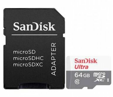 Ultra Flash memory card 64 GB (Class 10, microSDXC UHS-I, incl. adapter)