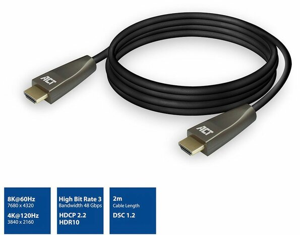 Ultra High Speed HDMI-kabel M/M (2 m, shielded, 8K UHD 7680 x 4320 support, zwart)