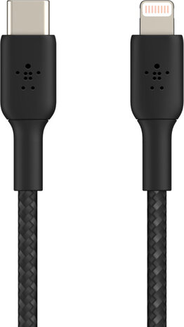 Boost Charge Lightningkabel : USB-C M naar Lightning M (1 m, zwart, USB Power Delivery 18 Watt)