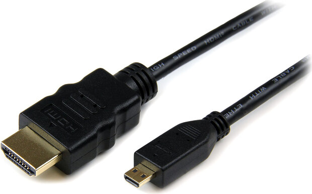 High Speed HDMI-kabel met Ethernet : HDMI naar micro HDMI M/M (0,5 meter, zwart)