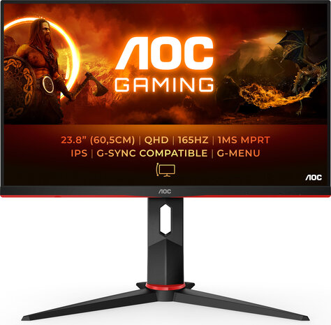 Gaming Q24G2A/BK LED gaming 24&quot;, 2560 x 1440 QHD, 165 Hz, IPS, 1 ms, HDMI, DisplayPort, speakers, zwart/rood