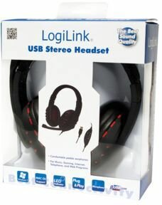 USB Stereo Headset (zwart/rood)