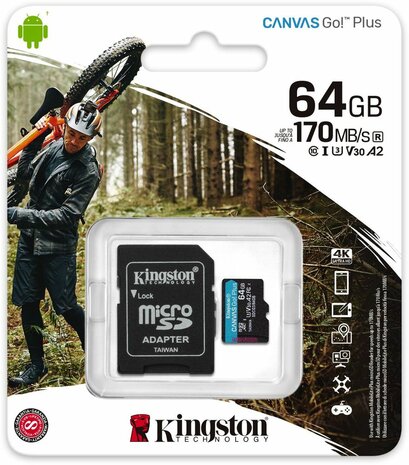 SDCG3/64GB Canvas Go! Plus Flash memory card 64 GB (A2, Video Class V30, UHS-I U3, Class 10, microSDXC UHS-I)