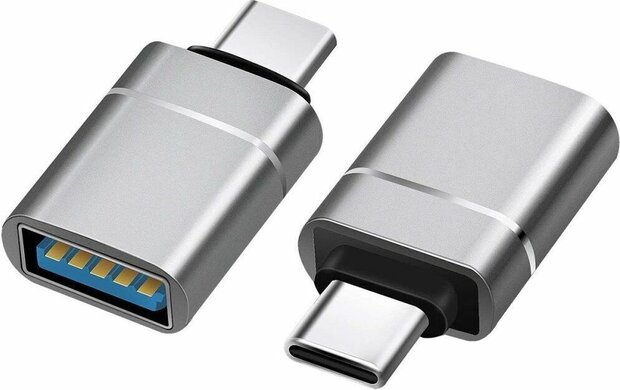 USB-C adapter : USB-C M naar USB 3.0 F (10 cm, grijs)