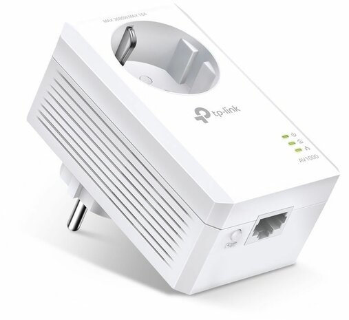 TL-PA7017P AV1000 Gigabit Passthrough Powerline adapter (GigE, HomePlug AV HPAV, HomePlug AV HPAV 2.0, IEEE 1901, wall-pluggable)