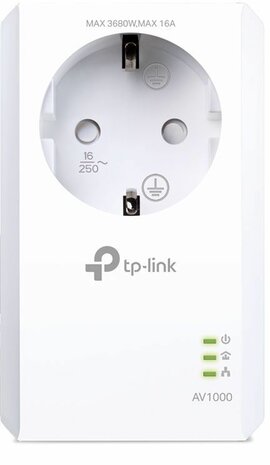 TL-PA7017P AV1000 Gigabit Passthrough Powerline adapter (GigE, HomePlug AV HPAV, HomePlug AV HPAV 2.0, IEEE 1901, wall-pluggable)