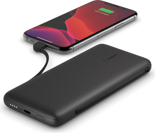 BoostCharge Plus Power bank 10.000 mAh (23 Watt, Fast Charge, PD, 2 output connectors Lightning en USB-C, zwart)